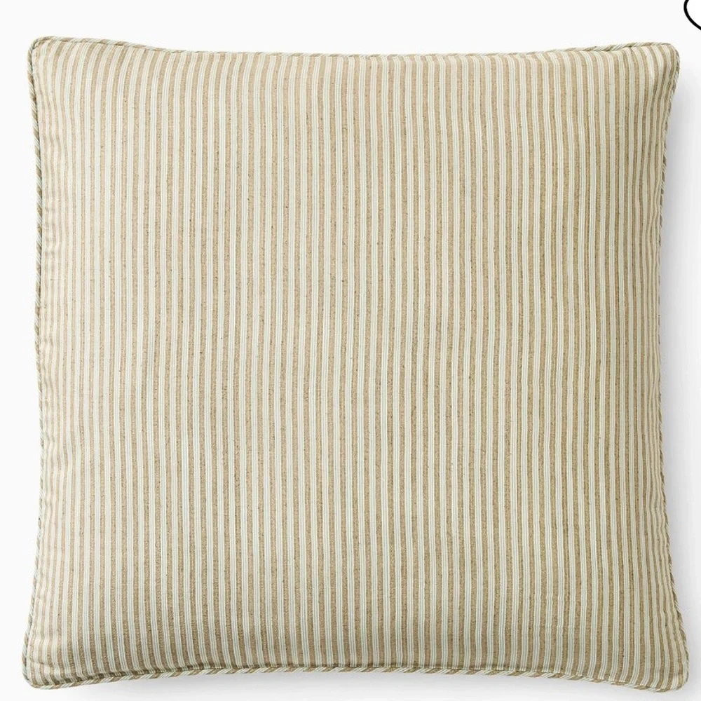 West Elm Pierce & Ward Mini Stripe Pillow Cover Olive Green 24x24